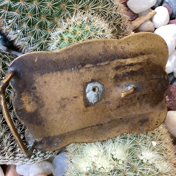 Vintage Tarnished Brass Bucking Horse Belt Buckle main image 5
